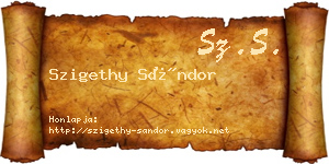 Szigethy Sándor névjegykártya