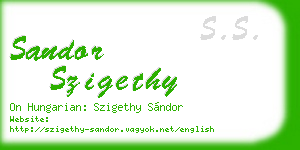 sandor szigethy business card